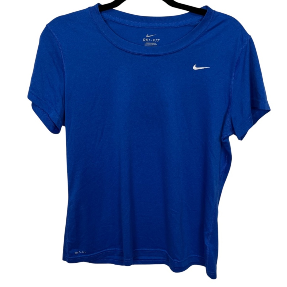 Nike Blue Workout Short Sleeve Tee with Classic Nike Logo, Women’s Size L